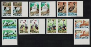 Vietnam Birds WWF Cranes 7v imperf Pairs 1991 MNH SC#2243-2249