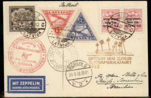 Latvia 1932 Zeppelin LZ127 Si183B 7th SAF Riga Litauen Cover 91370