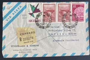 1965 Buenos Aires Argentina Airmail Registered Cover To Berlin Germany