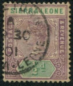 Sierra Leone SC# 34 Queen Victoria 1/2d, used