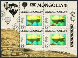 Mongolia 2139,hologram,MNH.Michel 2482 klb. Dirigible airship-Zeppelin.1993.