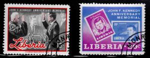 LIBERIA Scott 447-448 Used CTO JFK stamps
