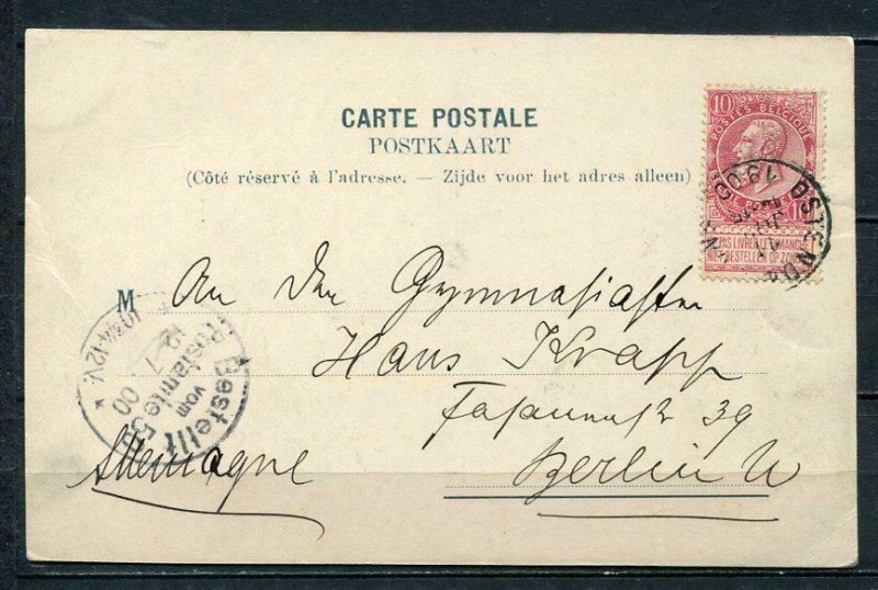 Belgium Postal Picture Card 1900 to Berlin Germany SKU 320 