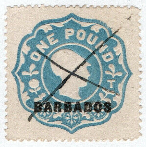 (I.B) Barbados Revenue : Duty Stamp £1 (die T)