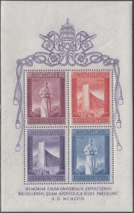 VATICAN Sc # 242a CPL MNH S/S - POPE PIIS XII and PAVILLION at BRUSSELS FAIR