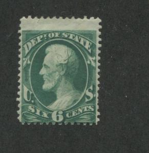 1873 United States State Dept. Official Stamp #O60 Mint Hinged Disturbed OG