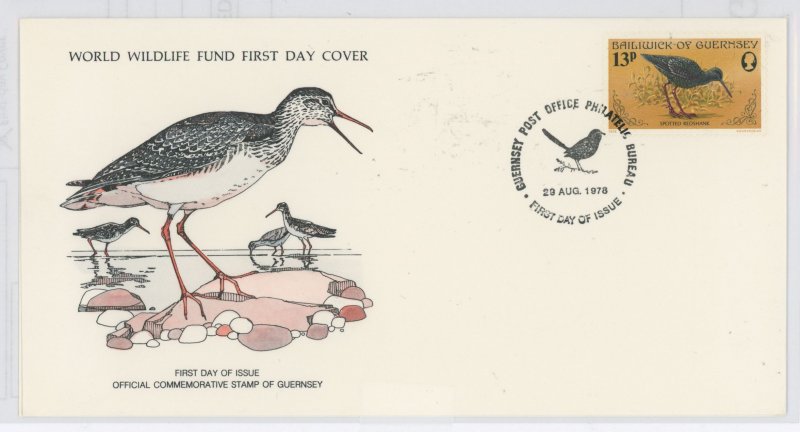Guernsey 168 1978 WWF, Redshank, Birds, FDC U/A WWF FDC