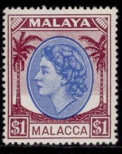 MALAYSIA - Malacca QEII SG36, $1 bright blue & brown purple, M MINT.