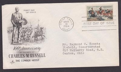 1243 Charles M. Russell ArtCraft FDC with typewritten address