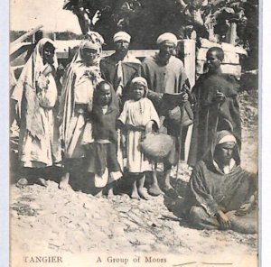 TANGIER Ethnic Postcard *GROUP OF MOORS* Gibraltar 1908 CDS UNDIVIDED BACK PH214