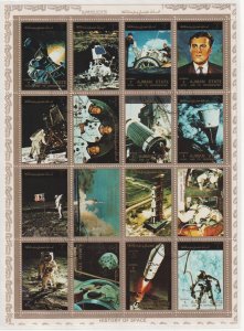 Ajman 1973 - History of Space Sheetlet  Mi-2637 A- Mi-2652 A - PERF MNH