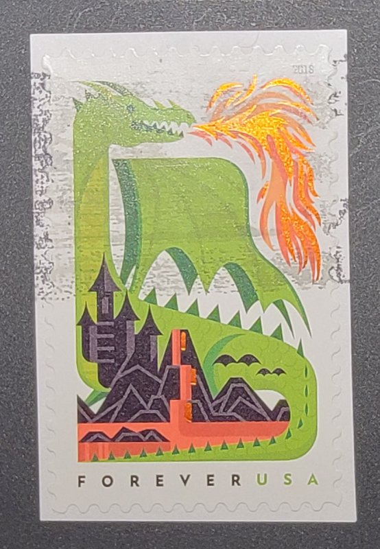 US 5307 (2018 Dragons - Green Dragon & Castle)