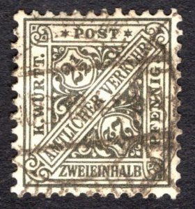 1916, Germany Wurttemberg, 2 1/2Pfg, Used, Sc O120