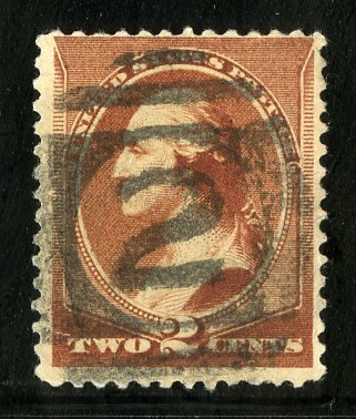 U.S. 184 USED FANCY CANCEL NUMERIAL 2 CANCEL