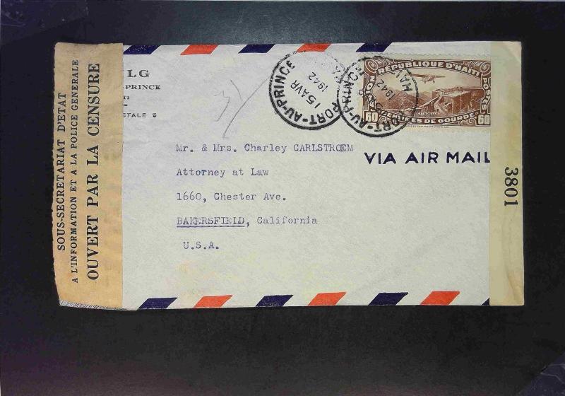 Haiti 1942 Censored Airmail Cover to USA - Z1595