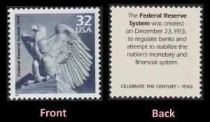 US 3183b Celebrate the Century 1910s Federal Reserve System 32c single MNH 1998