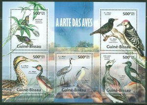 GUINEA BISSAU 2013 PAINTINGS OF BIRDS BY JOHN GOULD & HL MEYER  SHEET MINT