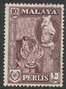 Malaya Perlis Scott 34 - SG35, 1957 Sultan 10c Maroon used