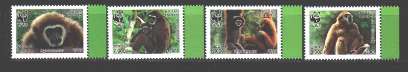 Laos. 2008. 2062-65. WWF Monkeys. MNH.