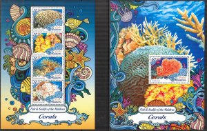 Maldive Islands 2016 Marine Life Corals Sheet + S/S MNH