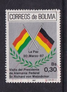 Bolivia   #739  used  1987  state visit German president.  flags