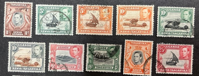 Kenya-Uganda-Tanganyika #66-85 - 1938-1954 Complete set of 20 Used stamps.
