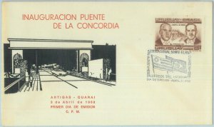 86568 - URUGUAY - POSTAL HISTORY -  FDC  COVER   Flags Architecture BRIDGE 1968