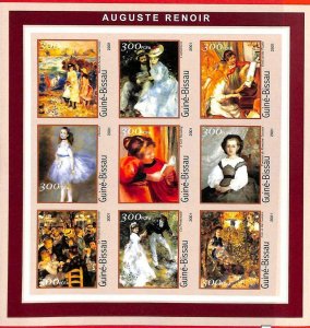 A0866 - GUINEA-BISSAU - ERROR  IMPERF SHEET - ART Painters : Renoir 2001