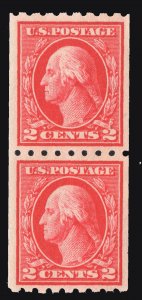 MOMEN: US STAMPS #411 COIL PAIR MINT OG NH VF+ LOT #79837