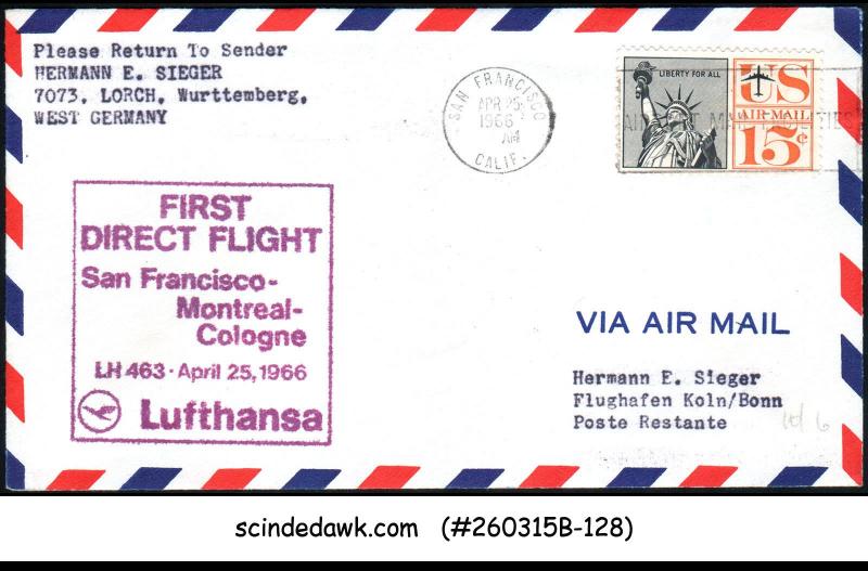 USA - 1966 LUFTHANSA LH 463 SAN FRANCISCO-MONTREAL COLOGNE - FFC