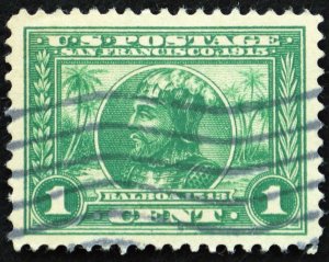 U.S. Used Stamp Scott #397 1c Pan Pacific, Superb Jumbo. Wave Cancel. A Gem!