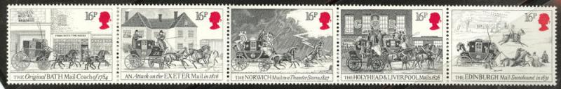 Great Britain Scott 1062a MNH** 1984 Mail Coach strip