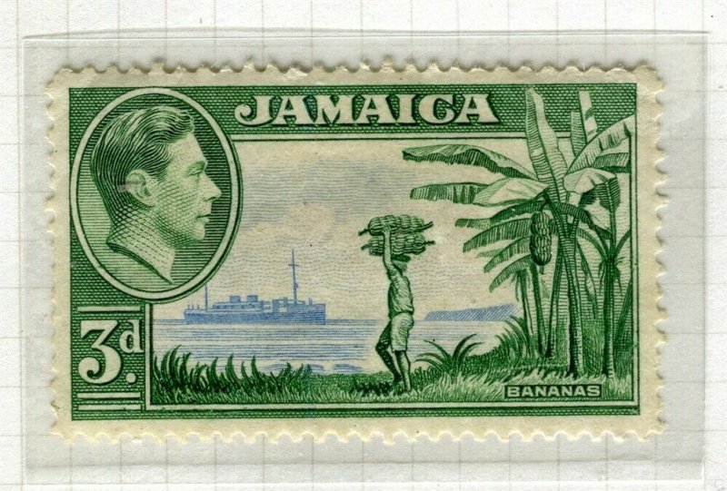 JAMAICA; 1938 early GVI issue fine Mint hinged 3d. value