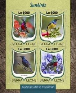 Sierra Leone - 2016 Sunbirds on Stamps - 4 Stamp Sheet - SRL16813a