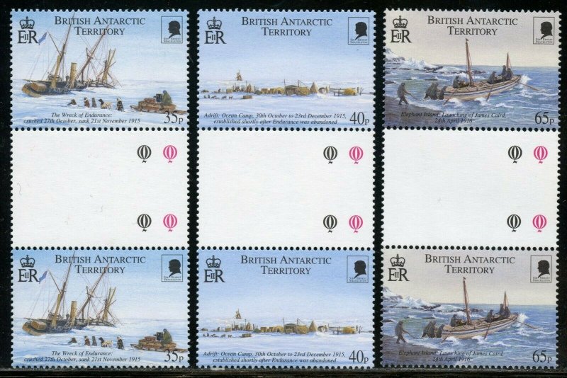 BRITISH ANTARCTIC TERRITORY SCOTT#285/87 GUTTER PAIRS MINT NH-SCOTT VALUE $46.00