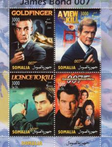 James Bond 007 SEAN CONNERY  Sheetlet of 4 perf.MNH  Somalia 2004