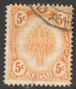 Malaya Kedah Scott 30 - SG55, 1922 Wheatsheaf 5c used