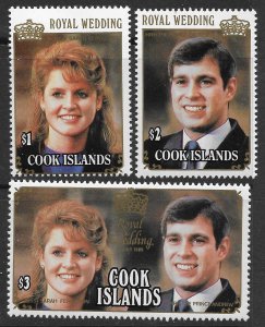 Cook Islands Scott 916-918 MNH  Royal Wedding Set of 1986