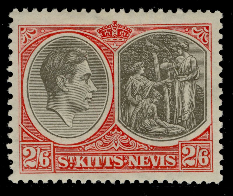 ST KITTS-NEVIS GVI SG76, 2s 6d black & scarlet, M MINT. Cat £32. PERF 13½