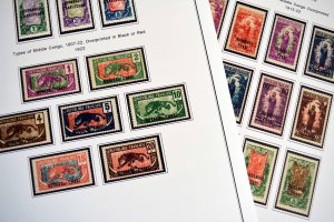 COLOR PRINTED UBANGI-SHARI 1915-1930 STAMP ALBUM PAGES (9 illustrated pages)