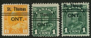 Canada Precancel ST. THOMAS 1-105, 1-163, 1-163b