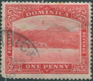 Dominica 1912 SG48 1d carmine-red KGV Roseau mult crown CA wmk few toned perfs/s