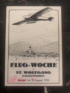 1923 St Wolfgang Austria First Day Postcard Cover FDC Flight Week Error