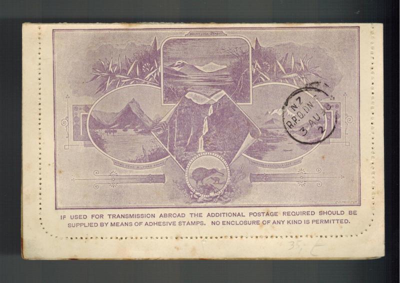 1898 Arrowtown New Zealand postal stationery postcard cover RPO Railway Cancel