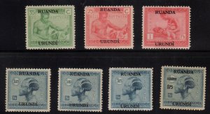 Ruanda-Urundi (Belgian East Africa) 1927 Sc 28 - 34 VF MH Full Set