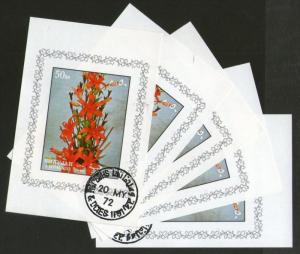 Sharjah - UAE 1972 Orchid Flowers Flora Plant  M/s Cancelled x 5 # 2929