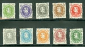 DENMARK #210-19 (246-55) Chr. X set complete, og, hinged, VF, Scott $111.25