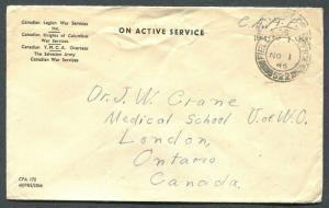 CANADA WWII MILITARY COVER F.P.O. CANCEL