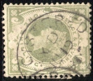 GB 1887 Sc 122 1sh pale green  QV  VF, Cistered ? cds postmark/cancel, cv $72