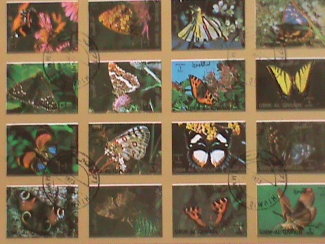 ​UMM AL QIWAIN STAMP-1973- LOVELY BUTTERFLIES  CTO-MNH STAMP SHEET -RARE